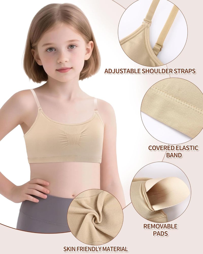 iMucci Training Bras for Girls Seamless Bra Girls Nude Bra with 2 Pairs Adjustable Clear Bra Straps Silicone Pads - Image 4